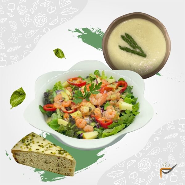 Vegan Menu : Asperges Soup, Pesto Schrimp Salad, Banana Bread