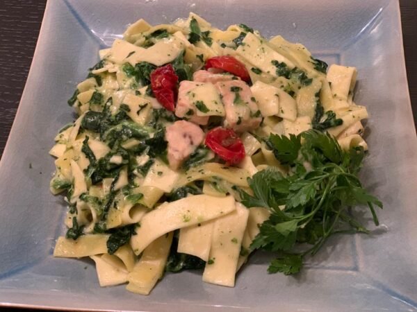 Tagliatelle Zalm met Spinazie