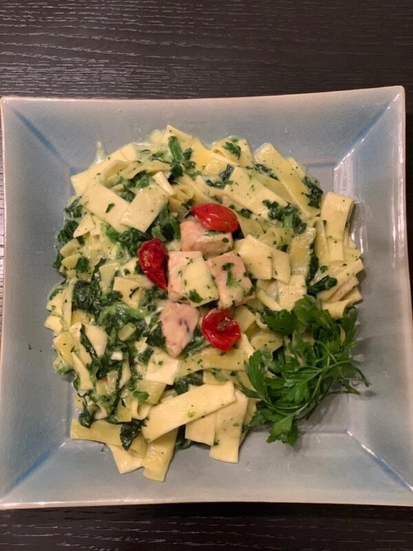 Tagliatelle Zalm met Spinazie